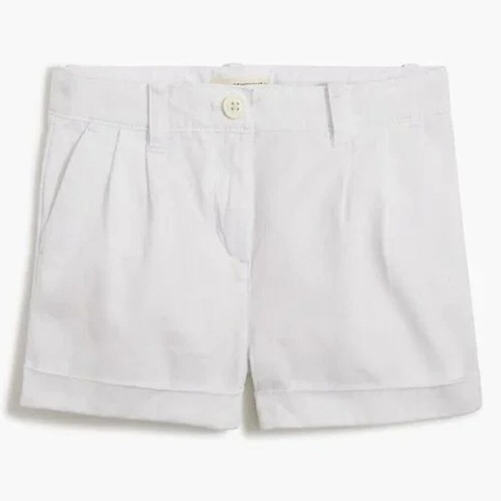NWT Crewcuts J. Crew Pleated Shorts High Rise Cuffed Hem White Girls Size 2